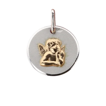 18-carat gold-plated silver Angel Raphael medallion, 16mm