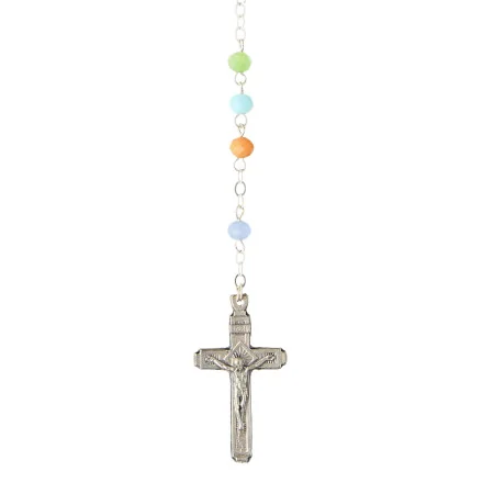 Chapelet de Lourdes perles verre multicolores