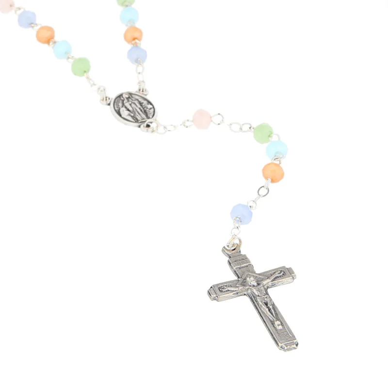 Chapelet de Lourdes perles verre multicolores