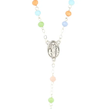 Chapelet de Lourdes perles verre multicolores