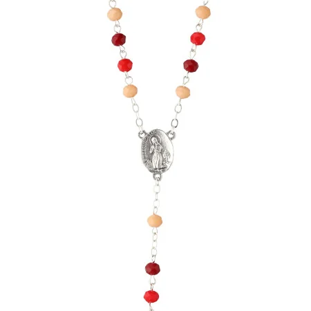 Rosario di Lourdes con perline di vetro rosse