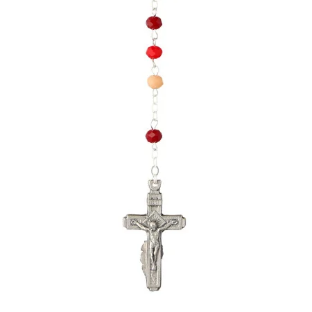 Rosario di Lourdes con perline di vetro rosse