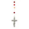 Rosario di Lourdes con perline di vetro rosse