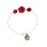 Braccialetto “dizainier” di Santa Rita con perline e rose rosse