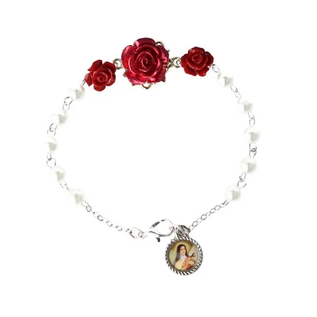 Braccialetto “dizainier” di Santa Rita con perline e rose rosse