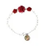Braccialetto “dizainier” di Santa Rita con perline e rose rosse