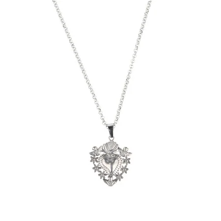 Necklace with a steel Sacred Heart ex-voto medallion