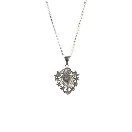 Necklace with a steel Sacred Heart ex-voto medallion