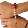 Saint Rita beaded bracelet with red roses