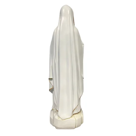 Statua della Madonna di Lourdes bianca e dorata in resina, 60 cm