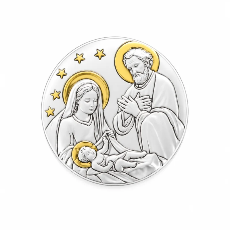 Magnet adhésif de la Nativité ronde en aluminium