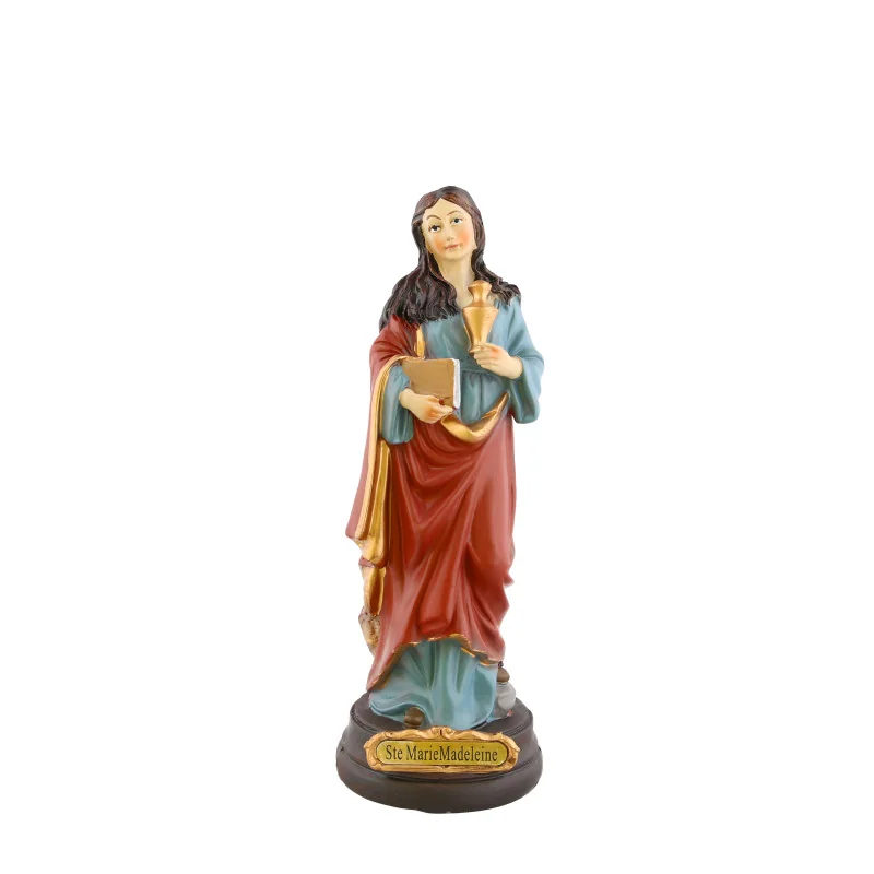 Statue Sainte Marie-Madeleine peinte à la main en résine 20cm