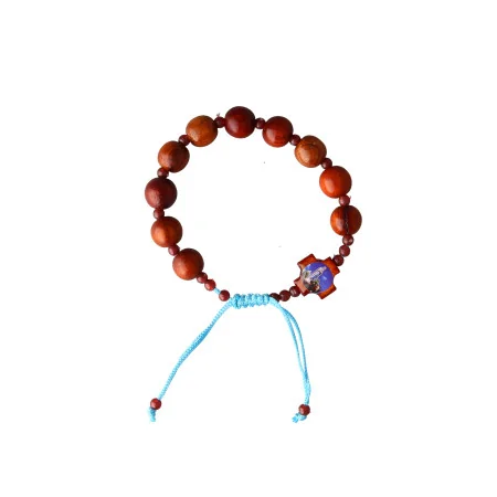Bracciale con rosario in legno e medaglia di Nostra Signora di Lourdes