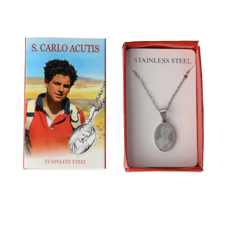 Steel necklace with a Saint...