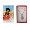 Steel necklace with a Saint Carlo Acutis medallion and illustrated box