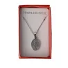Steel necklace with a Saint Carlo Acutis medallion and illustrated box