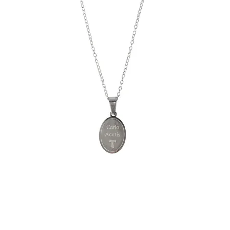 Steel necklace with a Saint Carlo Acutis medallion and illustrated box