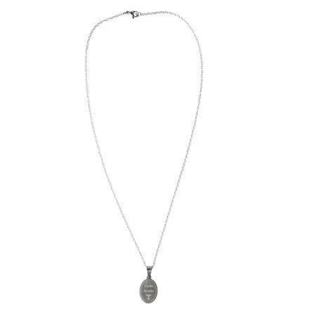 Steel necklace with a Saint Carlo Acutis medallion and illustrated box