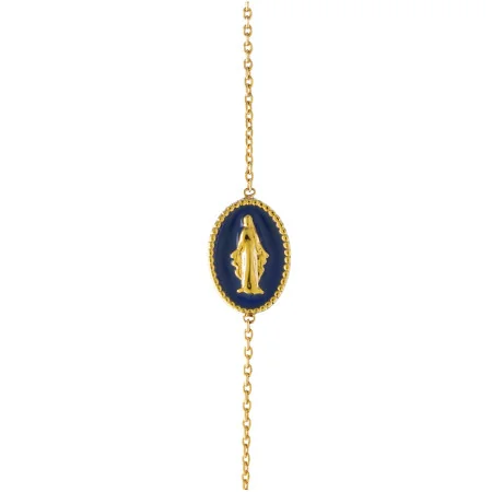 Bracelet médaille Miraculeuse fond bleu en plaqué or
