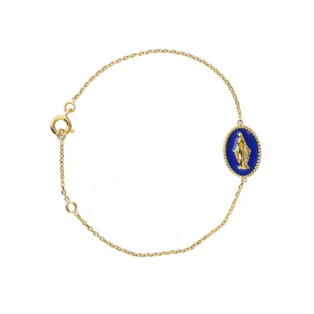 Bracelet médaille Miraculeuse fond bleu en plaqué or