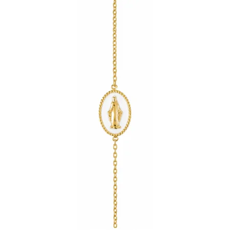 Bracciale con medaglia della Miracolosa su sfondo bianco, placcato oro