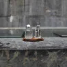 Quadretto religioso di legno Apparizione di Lourdes argentata con fiala 20 ml 7 x 5 cm