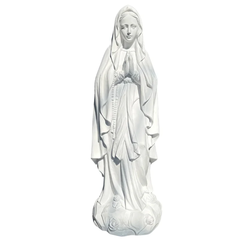 Statue Notre Dame de Lourdes Blanche pour l'extérieur en résine 100 cm