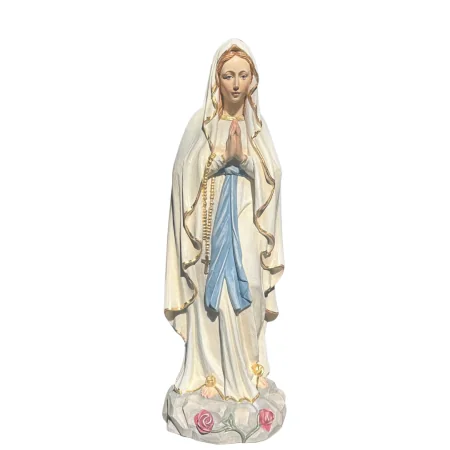 80 cm coloured statue of Our Lady of Lourdes in resin for outdoor use