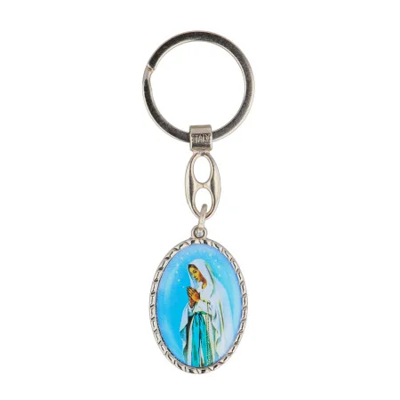 Pope Leo XIV key ring reverse Our lady of Lourdes