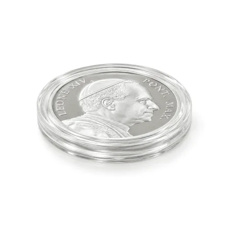 Medaglia souvenir argentata Papa Leone XIV e Lourdes