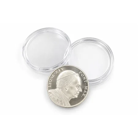 Medaglia souvenir argentata Papa Leone XIV e Lourdes