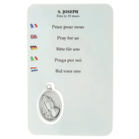 Image religieuse de Saint Joseph avec une médaille