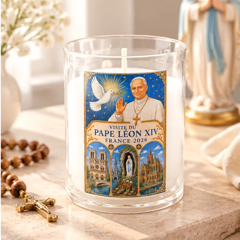 Candela votiva di Papa Leone XIV in Francia